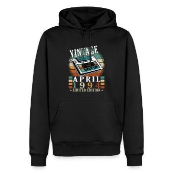 Avril 1994 Anniversaire Avril 1994 Rétro - Sweat à capuche Premium bio Homme - noir - Devant - Nico (187cm)