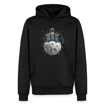 Prévu Batteur Astronaute Lune - Sweat à capuche Premium bio Homme - noir - Devant - Nico (187cm)