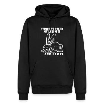 Lapin, Matin Grognon, Paresse, Se Détendre, Sommeil Paresseux - Sweat à capuche Premium bio Homme - noir - Devant - Nico (187cm)