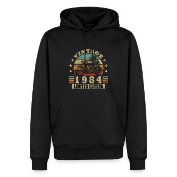 Vintage moto 1984 rétro cadeau d’anniversaire - Sweat à capuche Premium bio Homme - noir - Devant - Nico (187cm)