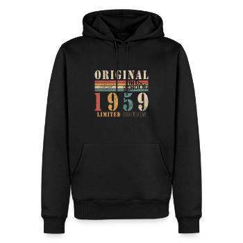 Old School 1959 - Jahrgang 1959 - Männer Premium Bio Hoodie - Schwarz - Vorne - Nico (187cm)