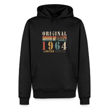 Old School 1964 - Jahrgang 1964 - Männer Premium Bio Hoodie - Schwarz - Vorne - Nico (187cm)