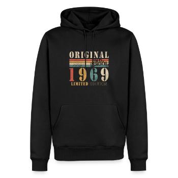 Old School 1969 - Jahrgang 1969 - Männer Premium Bio Hoodie - Schwarz - Vorne - Nico (187cm)