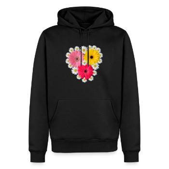 Gerbera Blüte Margeriten blumig Blumenmuster - Männer Premium Bio Hoodie - Schwarz - Vorne - Nico (187cm)