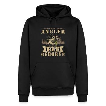 Angler Jahrgang 1954 Geburtstag Angelboot - Männer Premium Bio Hoodie - Schwarz - Vorne - Nico (187cm)