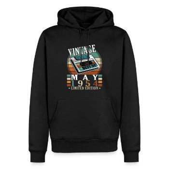 Mai 1954 - Millésime 1954 Jubilé - Mai 1954 - Sweat à capuche Premium bio Homme - noir - Devant - Nico (187cm)