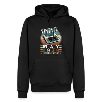 Millésime Né en mai 1979 Anniversaire mai 1979 - Sweat à capuche Premium bio Homme - noir - Devant - Nico (187cm)