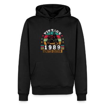 1989 Geburtstag Vintage Biker Motorrad Geschenk - Männer Premium Bio Hoodie - Schwarz - Vorne - Nico (187cm)