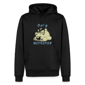 Daily Motivation Bear - Lazy Tired Sleep - Men’s Premium Organic Hoodie - black - Front - Nico (187cm)