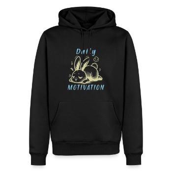 Daily Motivation Bunny - Mocassins Fatigué Sommeil - Sweat à capuche Premium bio Homme - noir - Devant - Nico (187cm)
