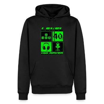 Niveau 40 Débloqué 40e Anniversaire Gamer - Sweat à capuche Premium bio Homme - noir - Devant - Nico (187cm)