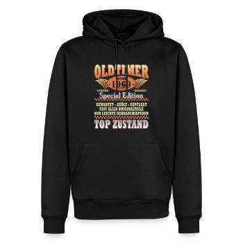 64. GEBURTSTAG OLDTIMER 1960 - Männer Premium Bio Hoodie - Schwarz - Vorne - Nico (187cm)