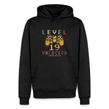 19. Geburtstag Level 19 unlocked - Männer Premium Bio Hoodie - Schwarz - Vorne - Nico (187cm)