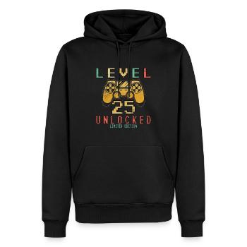 25. Geburtstag Level 25 unlocked - Männer Premium Bio Hoodie - Schwarz - Vorne - Nico (187cm)