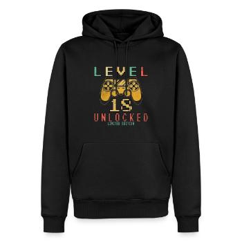 Level 18 Unlocked 18. Geburtstag Gamer - Männer Premium Bio Hoodie - Schwarz - Vorne - Nico (187cm)