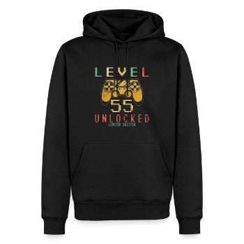 LEVEL 55 UNLOCKED 55 Birthday Gamer Controller - Men’s Premium Organic Hoodie - black - Front - Nico (187cm)