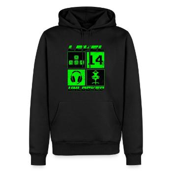 Level 14 Unlocked Zocker 14 Geburtstag Geschenk - Männer Premium Bio Hoodie - Schwarz - Vorne - Nico (187cm)
