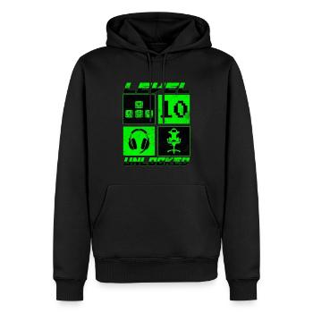 Cadeau d’anniversaire Gamer 10 débloqué de niveau 10 - Sweat à capuche Premium bio Homme - noir - Devant - Nico (187cm)