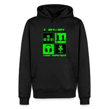Niveau 11 Débloqué Cadeau d’anniversaire 11 ans - Sweat à capuche Premium bio Homme - noir - Devant - Nico (187cm)