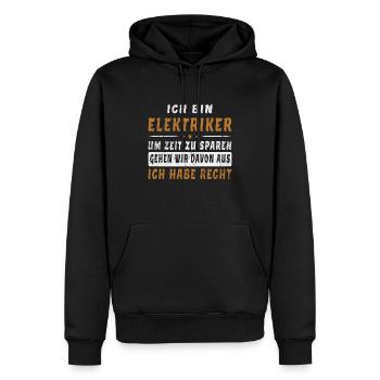 Elektriker Spruch Witzig Zeit Sparen Geschenk - Männer Premium Bio Hoodie - Schwarz - Vorne - Nico (187cm)