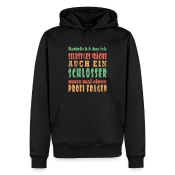 Ich führe Selbstgespräche - Schlosser Edition - Männer Premium Bio Hoodie - Schwarz - Vorne - Nico (187cm)