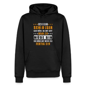 SCHLOSSER - Der Fertigsteller - Männer Premium Bio Hoodie - Schwarz - Vorne - Nico (187cm)