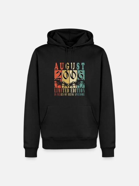 Août 2006 Millésime 2006 Cadeau d’anniversaire - Sweat à capuche Premium bio Homme - noir