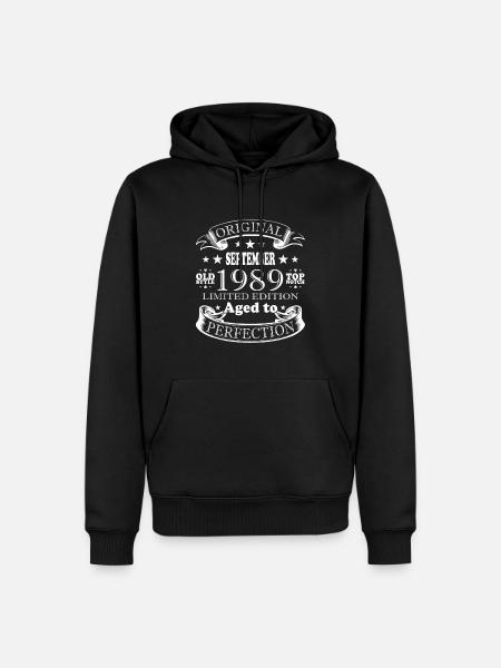 Anniversaire Septembre 1989 – Né en Septembre - Sweat à capuche Premium bio Homme - noir