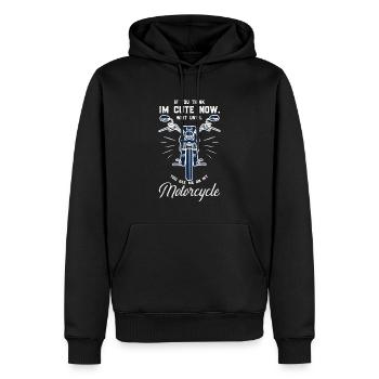Moi sur ma moto - Biker Spruch - Sweat à capuche Premium bio Homme - noir - Devant - Nico (187cm)