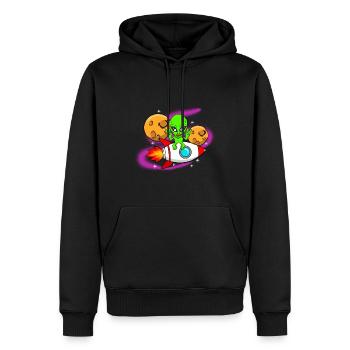 Voyage dans l’espace en vaisseau spatial - Sweat à capuche Premium bio Homme - noir - Devant - Nico (187cm)