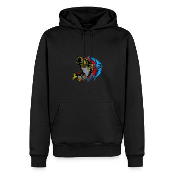 Fisch des Lebens! - Angeltshirt Zanderangriff - Männer Premium Bio Hoodie - Schwarz - Vorne - Nico (187cm)