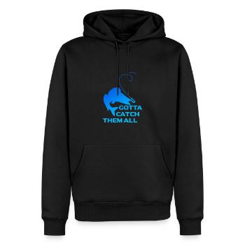 Pêche au sandre - Sweat à capuche Premium bio Homme - noir - Devant - Nico (187cm)