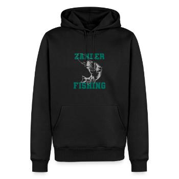 Zander Angler - Men’s Premium Organic Hoodie - black - Front - Nico (187cm)