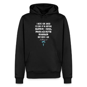 Lustiger Fallschirmspringer Spruch Skydiving - Männer Premium Bio Hoodie - Schwarz - Vorne - Nico (187cm)