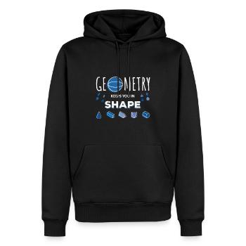 Geometrie Spruch - Männer Premium Bio Hoodie - Schwarz - Vorne - Nico (187cm)