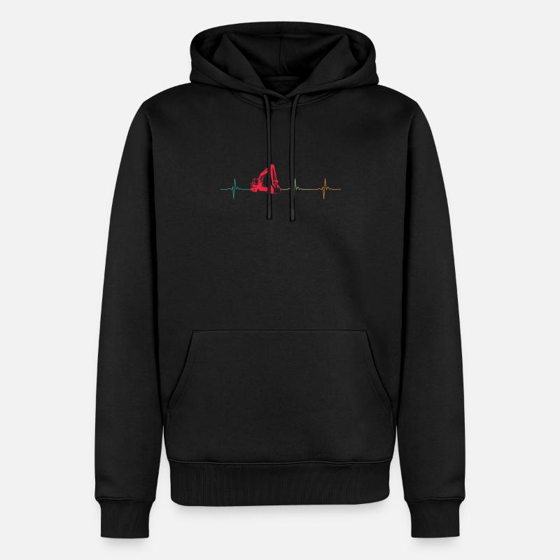 Bagger Herzschlag Baggerfahrer Herz Baustelle - Männer Premium Bio Hoodie - Schwarz