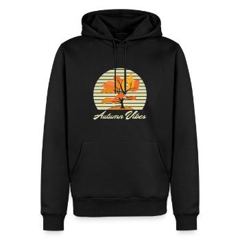 Herbst Anfang ,Laub Blätter, Herbst - Männer Premium Bio Hoodie - Schwarz - Vorne - Nico (187cm)