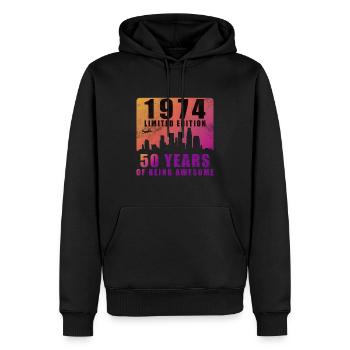 50. Geburtstag Jahrgang 1974 50 Jahre - Männer Premium Bio Hoodie - Schwarz - Vorne - Nico (187cm)