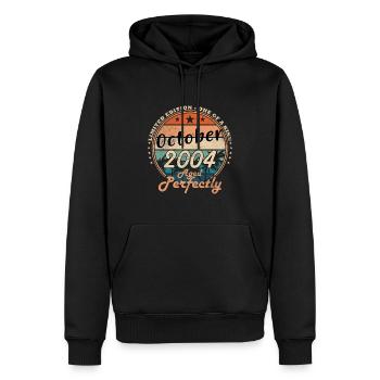 Anniversaire Octobre 2004 Original | Octobre 2004 - Sweat à capuche Premium bio Homme - noir - Devant - Nico (187cm)