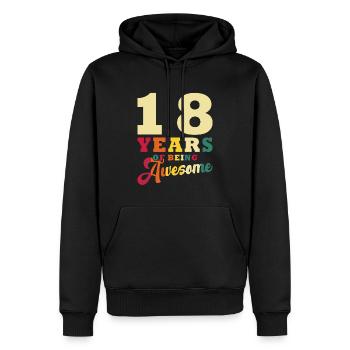 Awesome for 18 years - Men’s Premium Organic Hoodie - black - Front - Nico (187cm)
