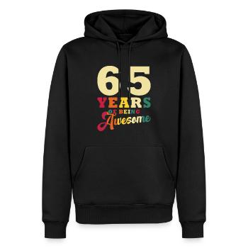 65 ans à être génial - Sweat à capuche Premium bio Homme - noir - Devant - Nico (187cm)