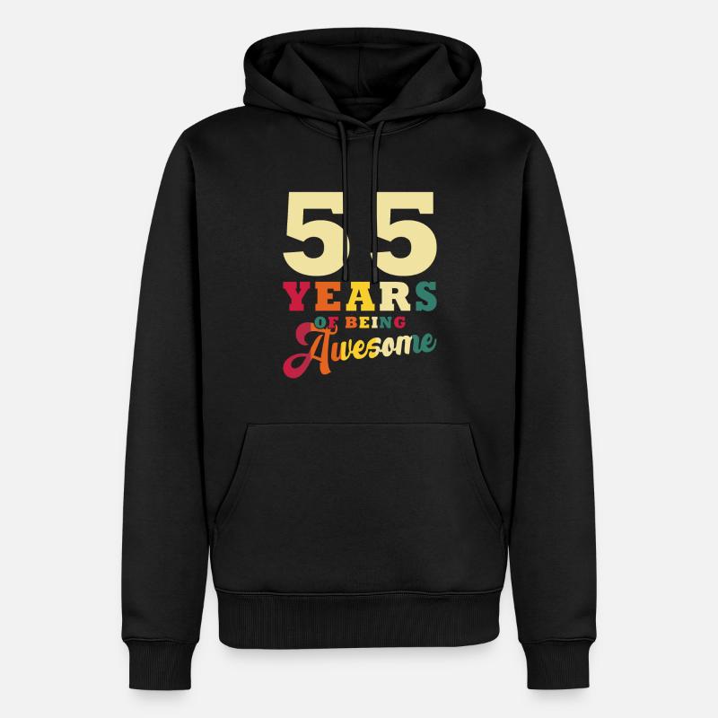 55 ans d’être génial - Sweat à capuche Premium bio Homme - noir
