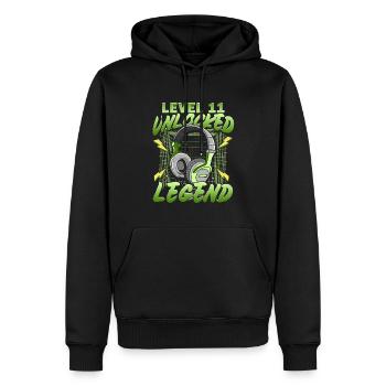 Gamer du 11e anniversaire - Sweat à capuche Premium bio Homme - noir - Devant - Nico (187cm)