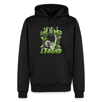 Anniversaire Gamer Niveau 7 Années Débloqué - Sweat à capuche Premium bio Homme - noir - Devant - Nico (187cm)