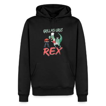 Grillasaurus Rex BBQ Dinosaur Chef - Männer Premium Bio Hoodie - Schwarz - Vorne - Nico (187cm)