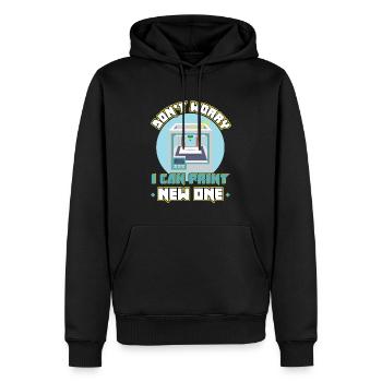 Ne vous inquiétez pas, je peux en imprimer de nouveaux - impression 3D - Sweat à capuche Premium bio Homme - noir - Devant - Nico (187cm)