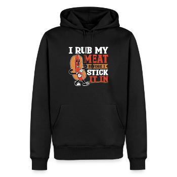Je frotte ma viande avant de la mettre dedans - Sweat à capuche Premium bio Homme - noir - Devant - Nico (187cm)