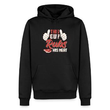 This Guy Rubs His Meat BBQ - Men’s Premium Organic Hoodie - black - Front - Nico (187cm)