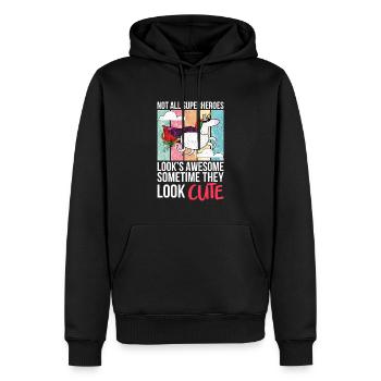 Lustiges Einhorn als Held für einen Superheld - Männer Premium Bio Hoodie - Schwarz - Vorne - Nico (187cm)