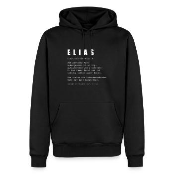 Elias Spruch lustig Geschenk - Männer Premium Bio Hoodie - Schwarz - Vorne - Nico (187cm)